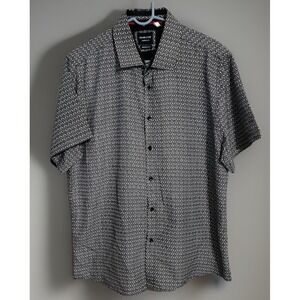 Silver Stone Geo Collection Men's Modern‎ Fit Black White Geometric Print XXXL